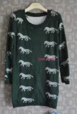 韩版女装衣索副牌JUSTIN 春款绿色均码动物图案针织衫JKLSP0190