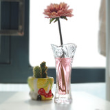 欧式透明水晶玻璃花瓶 单只小花插花器 现代时尚家居客厅餐桌摆件