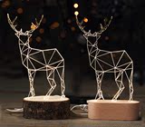 宜家创意小鹿灯夜灯创意生日礼物北欧实木小鹿台灯圣诞情人节礼物
