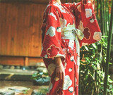 复古红大红银灰red传统日系日本和服浴衣浴衣女连衣裙yukata改良