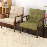 北欧日式布艺沙发单人双 三人实木扶手椅咖啡厅会所沙发MUJI单椅