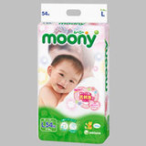 代购6包包邮日本原产尤妮佳 Moony纸尿裤 L号54片婴儿纸尿裤 可