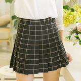 DK尤物/iFashion2016秋新品自制高腰格子黑色半身裙显瘦A字裙短裙