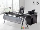 现代简约办公桌 时尚钢化玻璃大班桌老板桌 书桌子12mm玻璃面