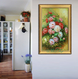 欧式油画 古典花卉油画 客厅餐厅玄关装饰画 富贵花开 牡丹油画