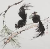 中国画字画松鼠王书房手绘动物画原稿四尺斗方家居装饰礼品书画