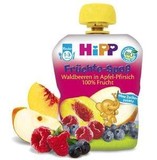 德国原装直邮代购喜宝HIPP 有机苹果桃子树莓什锦水果泥吸吸乐90g