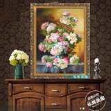 正品家居装饰挂画现代欧美式客厅玄关餐厅壁画竖版花卉牡丹花油画