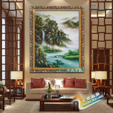 现代仿真喷绘风景油画欧美式客厅玄关有框装饰品炉壁挂画山水画A3