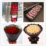 上海红白粉紫香槟篮玫瑰鲜花礼盒速递同城订花求婚生日当天送花束