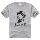 为人民服务毛泽东主席头像纯棉大码胖子短袖T恤休闲时尚半袖衣服