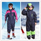 外贸出口防风防雨儿童连体服 滑雪服套装 夹棉冲锋衣裤 保暖外套