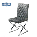 一善一品 皮艺餐椅简约不锈钢餐桌椅子 时尚现代餐厅靠背椅J521