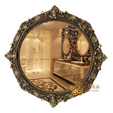 外贸欧式古典复古雕花圆形玄关壁挂装饰浴室化妆梳妆美容镜子小号
