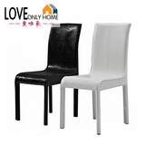 爱唯家 餐椅皮椅现代简约鳄鱼纹餐椅 白色黑色两把 高端餐厅椅子