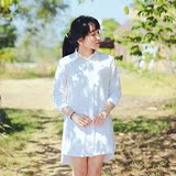2016春季新款衬衫女中长款韩版宽松大码女装打底衫纯棉长袖白衬衣