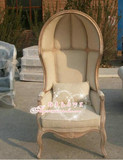 太师椅美式新古典单椅实木太空椅布艺欧式造型椅公主椅 高背椅