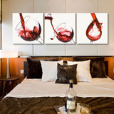 现代时尚简约客厅背景装饰画 三联红酒酒杯无框画 餐厅卧室壁画
