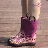 新可爱紫花款出口全球中筒女外贸雨鞋水鞋套鞋胶鞋橡胶雨靴M9906