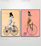 【麦淘艺趣馆】创意可爱家居装饰挂画贴画 宠物狗狗的双轮自行车