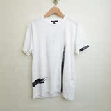 一毫子香港潮店 5CM男装 16夏 手刷油漆 黑白撞色百搭短袖T恤1137