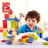 德国Hape50粒积木 木制益智启蒙儿童玩具智力大块宝宝进口榉木