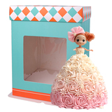 6810寸蓝色芭比娃娃加高加厚开窗 翻糖蛋糕双层蛋糕盒子包装盒