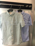 HM H＆M 香港男装专柜正品代购 H&M男装16夏装薄款修身短袖衬衫