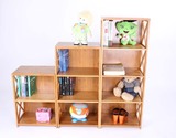 楠竹交叉实木置物架儿童格子书架多层自由组合收纳储物柜简易书柜