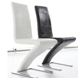 现代简约时尚2013新款不锈钢框架PU软皮餐椅餐桌椅黑白色椅子家用