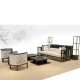 现代新中式客厅会议单人圈椅三人沙发卡座组合 商务办公会客沙发