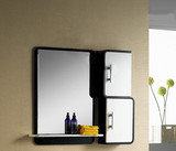 浴室防水镜柜边柜组合卫生间收纳柜挂墙时尚卫浴储物镜柜实木黑白