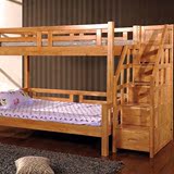 实木双层床 儿童床1.5米 单人床1.2米 梯步上下床 现代中式家具01