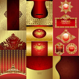 大气金色红色欧式婚庆婚礼餐厅酒店菜单画册封面背景设计矢量素材
