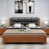 北欧床宜家风格现代全实木简约日式床真皮软靠1.5中式床双人床1.8