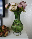 艺品红 欧式田园 铁艺玻璃花瓶 落地 客厅 玄关 玻璃花瓶 绿色
