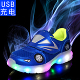 汽车鞋童鞋男童春秋季闪灯led发光鞋儿童USB充电灯鞋女童夜光鞋