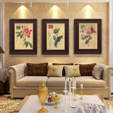 家居装饰画 欧式简约风格 有框画壁画三联画 客厅餐厅油画花卉