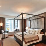 新中式双人床1.8米实木床婚床简约柱子床复古架子床卧室家具定制