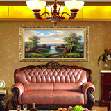 欧式有框手绘油画现代家居装饰画沙发背景墙客厅山水风景风水挂画