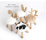 北欧创意儿童实木小鹿角小羊绵羊小牛奶牛小白兔子动物椅子凳子