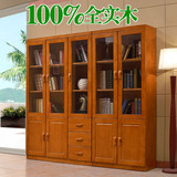 现代中式纯实木书架书柜带抽屉橡木书柜二门三门自由组合开放书橱