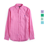 高端优质亚麻 美国代购 Polo Ralph Lauren 新款男士纯色长袖衬衫