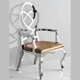 不锈钢皮革面餐椅 休闲椅 星级会所接待椅扶手围椅西餐厅椅子时尚