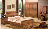 现代中式豪华 全实木床 香樟木1.8米双人床大床婚床 雕花床巨蛋