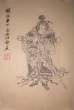 国画人物佛教护法士工笔画一尺竖幅线描工细本人原创精品收藏字画