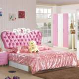 儿童床女孩粉红色 公主床1.2 1.5米小孩床 欧式家具布艺单 双人床