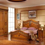 现代成套床家具实木床套房组合套装1.8米双人床欧式床雕刻广东省