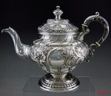 西洋古董银器收藏 1886年奥匈帝国精美纯银大茶壶 满工雕花 全品