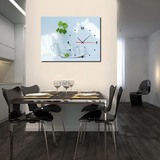 餐厅单幅壁画带表餐具装饰画厨房吃饭厅背景墙无框画现代简约时钟